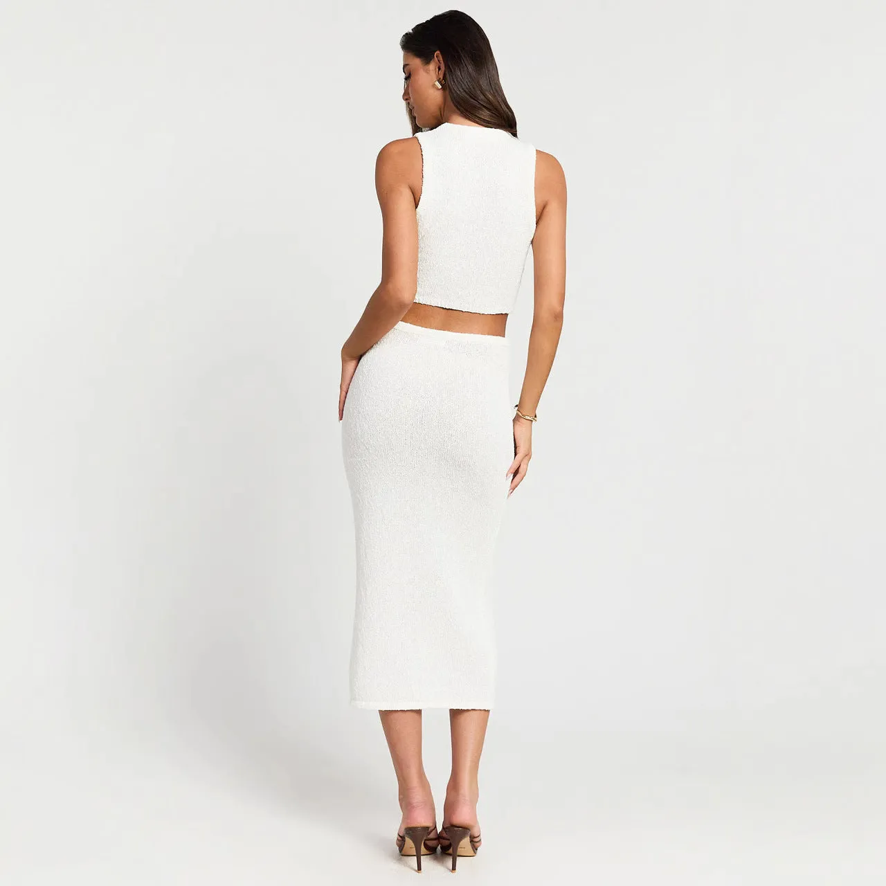 Women’s Two-Piece Skirt Set - Sleeveless White