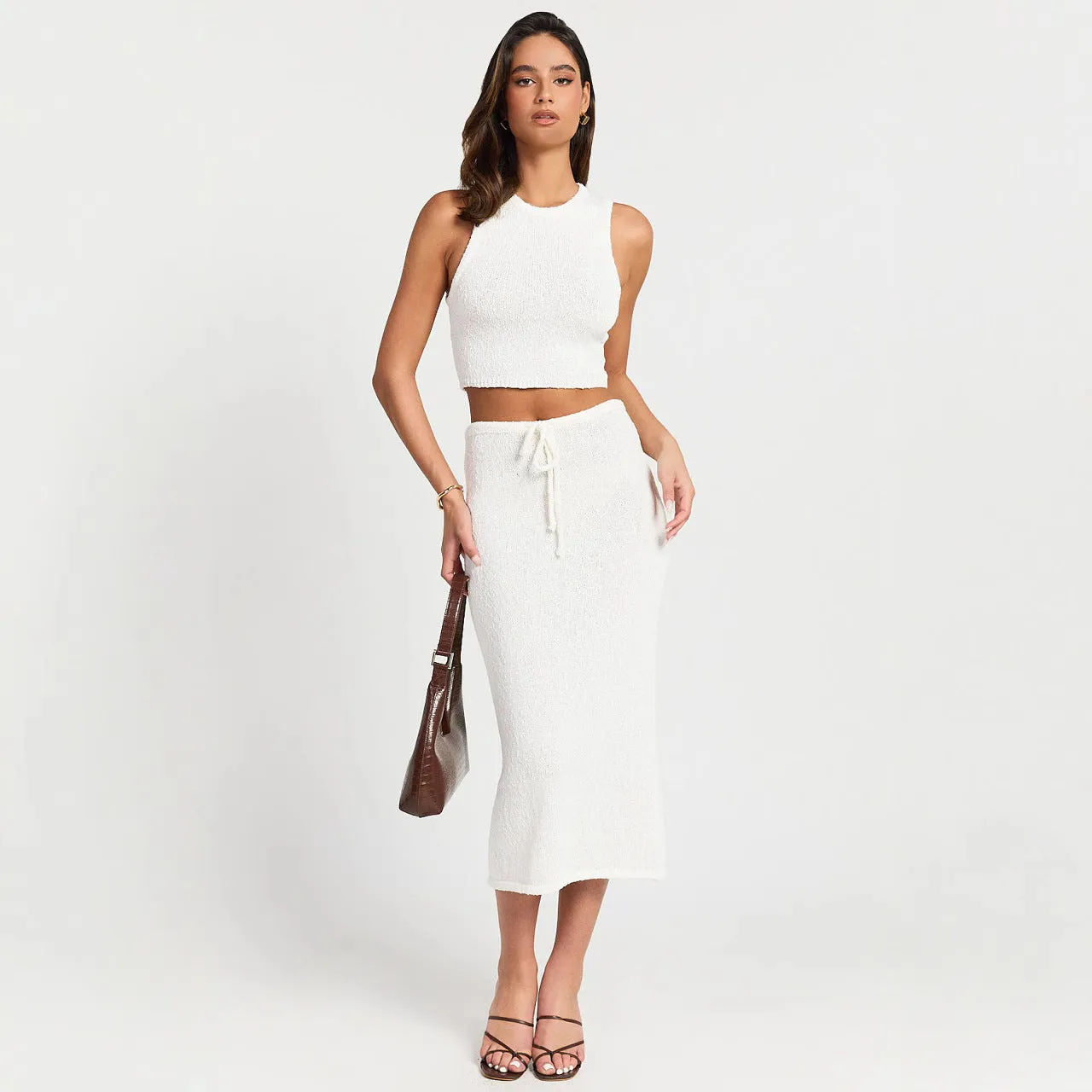 Women’s Two-Piece Skirt Set - Sleeveless White