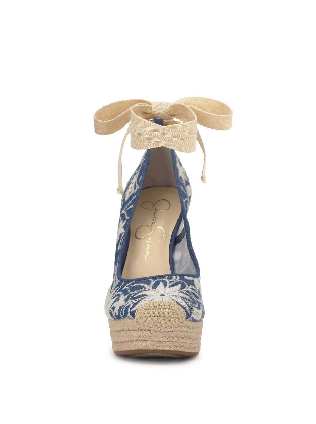 Zexie Platform Wedge in Floral Denim