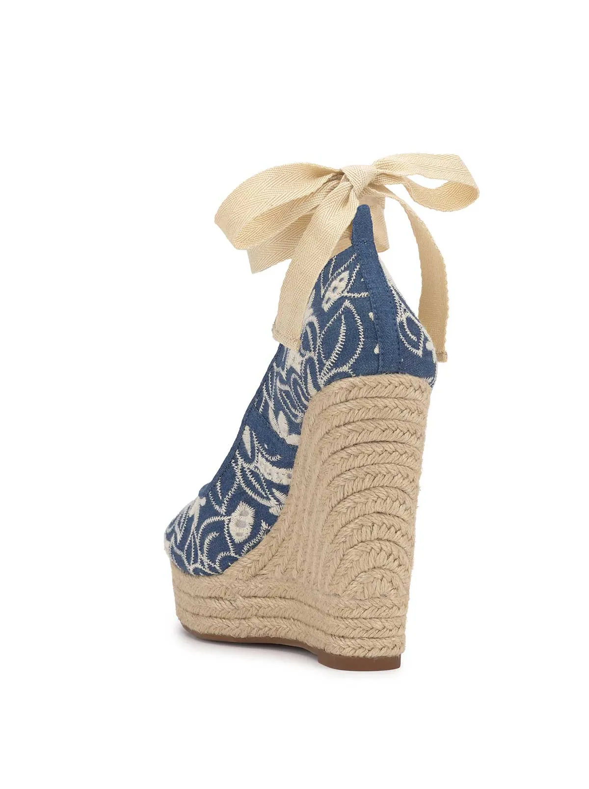 Zexie Platform Wedge in Floral Denim