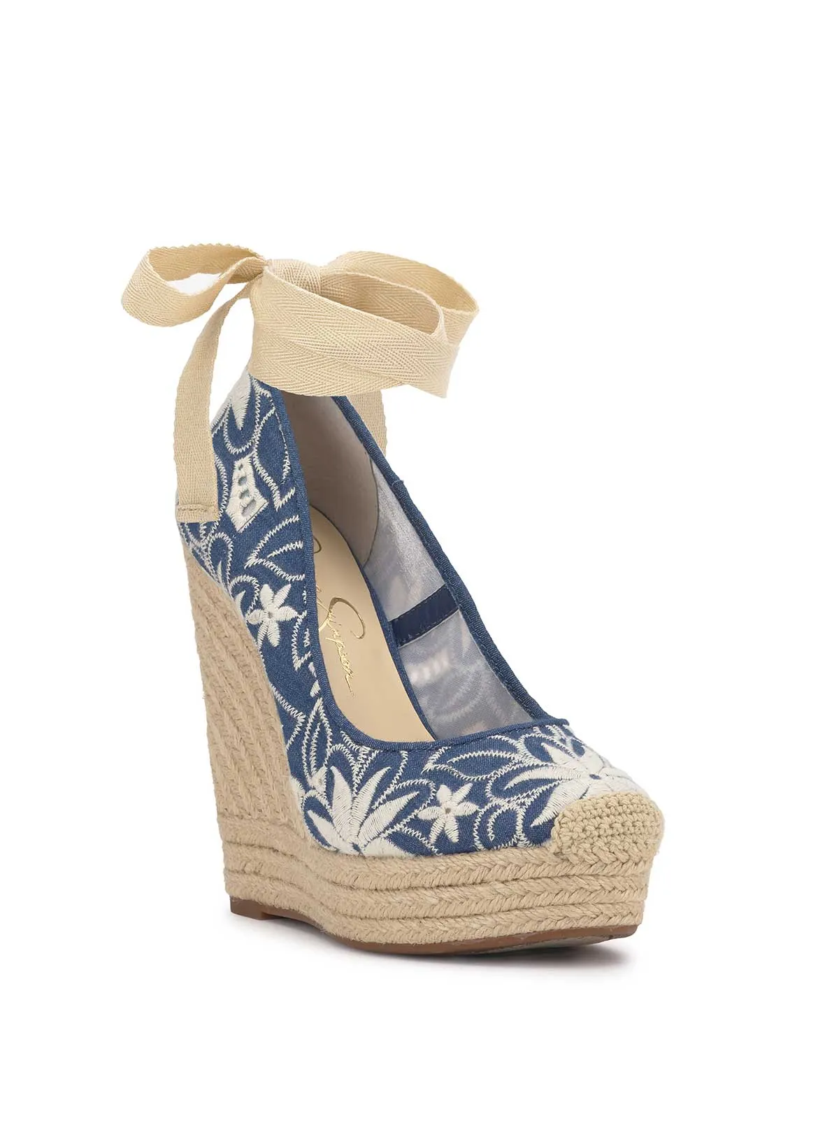 Zexie Platform Wedge in Floral Denim