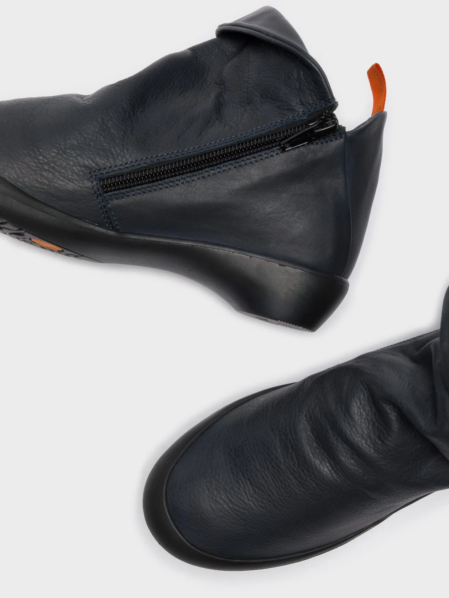 Zip Up Ankle Boots FARAH NAVY