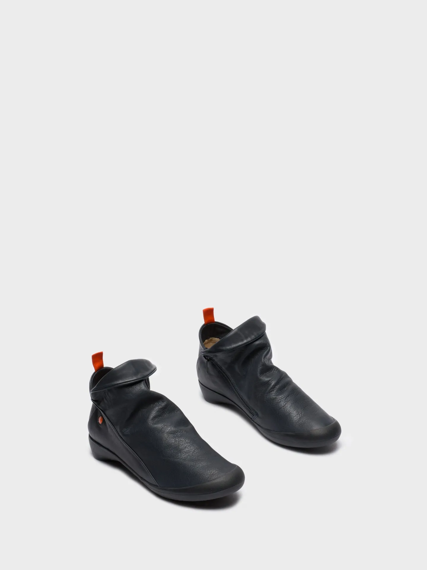 Zip Up Ankle Boots FARAH NAVY